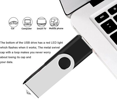 محرك فلاش USB 8 جيجابايت 20 حزمة، MAKACTUA USB 2.0 محركات أقراص فلاش محرك الإبهام، عصا ذاكرة دوارة، محرك أقراص فلاش، محرك أقراص بسحاب، أسود in Kuwait