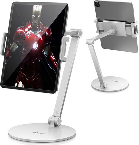 حامل حامل تابلت قابل للتعديل من شركة OverTEK، حامل iPad طويل الذراع، حامل iPad مرن وقابل للدوران 360 درجة، متوافق مع هواتف iPhone المحمولة مقاس 4.7 بوصة - 13.5 بوصة، وiPad، وSamsung Tab، وNintendo (أسود) in Kuwait