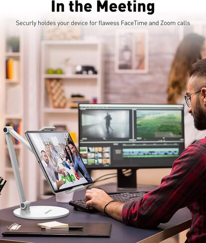 حامل حامل تابلت قابل للتعديل من شركة OverTEK، حامل iPad طويل الذراع، حامل iPad مرن وقابل للدوران 360 درجة، متوافق مع هواتف iPhone المحمولة مقاس 4.7 بوصة - 13.5 بوصة، وiPad، وSamsung Tab، وNintendo (أسود) in Kuwait