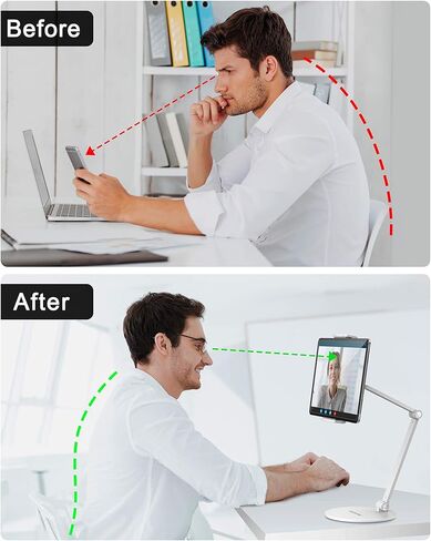 حامل حامل تابلت قابل للتعديل من شركة OverTEK، حامل iPad طويل الذراع، حامل iPad مرن وقابل للدوران 360 درجة، متوافق مع هواتف iPhone المحمولة مقاس 4.7 بوصة - 13.5 بوصة، وiPad، وSamsung Tab، وNintendo (أسود) in Kuwait