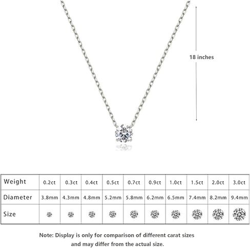 14K Gold Moissanite Necklace for Women, 0.5-2 Carats D Color VVS1 Brilliant Cut Moissanite Solitaire Simulated Diamond Pendant with Durable Gold 18" Chain Women Girls Jewelry Mothers Day Gifts in Kuwait