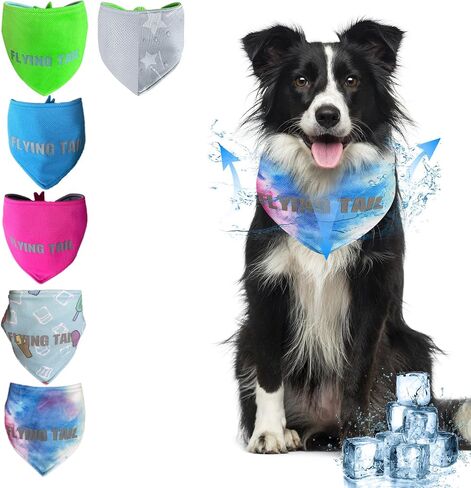 Dog Summer Cool Down Bandana, 3 Layers Special Cooling Materials, Using Water Cool Down, Reversible and Wet Reveal Ice Bandana, Cooling Reflective Dog Bandana (Blue.S) in Saudi Arabia