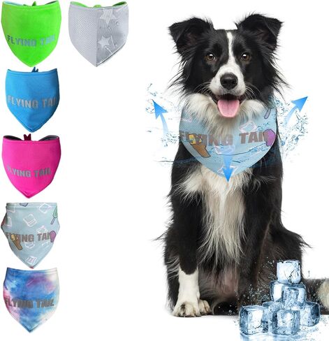 Dog Summer Cool Down Bandana, 3 Layers Special Cooling Materials, Using Water Cool Down, Reversible and Wet Reveal Ice Bandana, Cooling Reflective Dog Bandana (Blue.S) in Saudi Arabia
