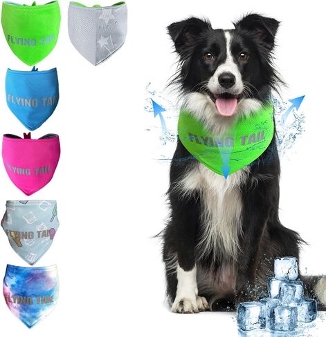 Dog Summer Cool Down Bandana, 3 Layers Special Cooling Materials, Using Water Cool Down, Reversible and Wet Reveal Ice Bandana, Cooling Reflective Dog Bandana (Blue.S) in Saudi Arabia