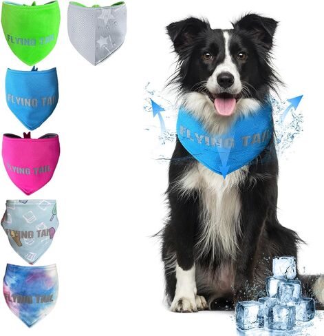 Dog Summer Cool Down Bandana, 3 Layers Special Cooling Materials, Using Water Cool Down, Reversible and Wet Reveal Ice Bandana, Cooling Reflective Dog Bandana (Blue.S) in Saudi Arabia