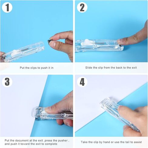 Stainless Steel Metal Refill Clips Dispenser, Mini Reusable Binder Pack Clamp, 1 Pack Push Stapler with 50pcs Binder Clips Silver 50pcs Colorful Paper Clamps for Office Document School Supplies in Saudi Arabia