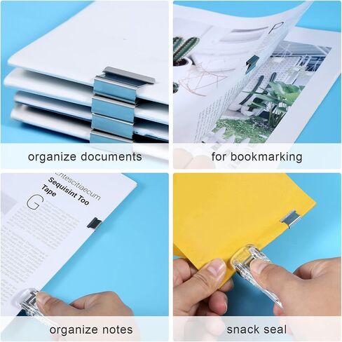 Stainless Steel Metal Refill Clips Dispenser, Mini Reusable Binder Pack Clamp, 1 Pack Push Stapler with 50pcs Binder Clips Silver 50pcs Colorful Paper Clamps for Office Document School Supplies in Saudi Arabia