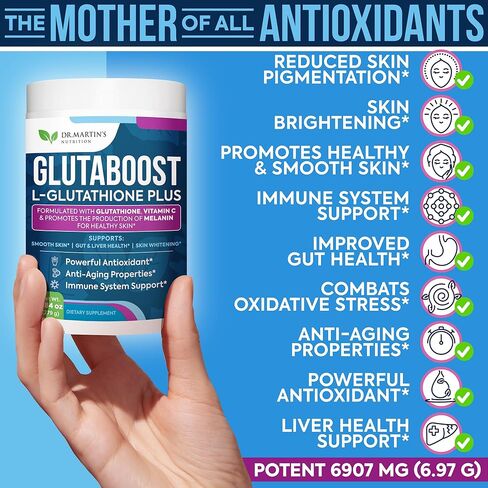 6970mg Glutathione | Powerful Antioxidant | Anti-Aging Formula for Skin Health, Whitening & Pigmentation | Supports Immune System, Gut Health & Liver Detox | Enhanced with Vitamin C, Collagen & More in Kuwait