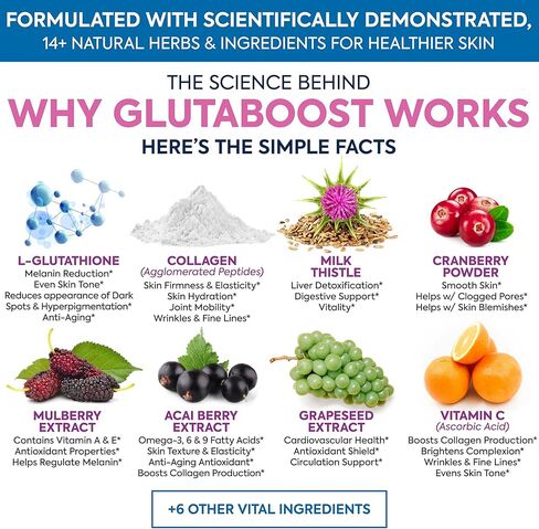6970mg Glutathione | Powerful Antioxidant | Anti-Aging Formula for Skin Health, Whitening & Pigmentation | Supports Immune System, Gut Health & Liver Detox | Enhanced with Vitamin C, Collagen & More in Kuwait