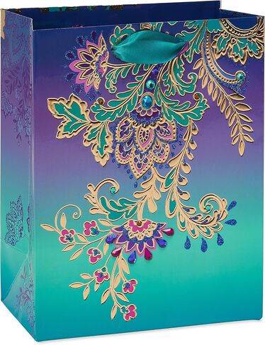 Papyrus 9" Medium Gift Bag (Jacobean Floral) for Birthdays, Weddings, Bridal Showers, Baby Showers and All Occasions (1-Bag) in Saudi Arabia
