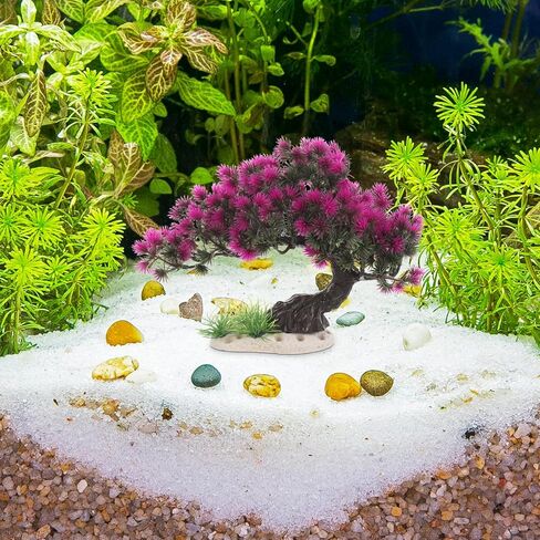 Ipetboom Plastic Artificial Plants Flower Decoration Aquarium Plants Aquarium Bonsai Tree Plant Fish Tank Decoration Pink Cherry Blossom Tree for Aquarium Decor in Saudi Arabia