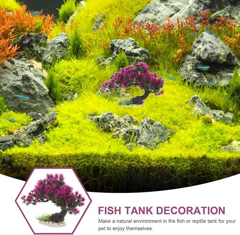 Ipetboom Plastic Artificial Plants Flower Decoration Aquarium Plants Aquarium Bonsai Tree Plant Fish Tank Decoration Pink Cherry Blossom Tree for Aquarium Decor in Saudi Arabia