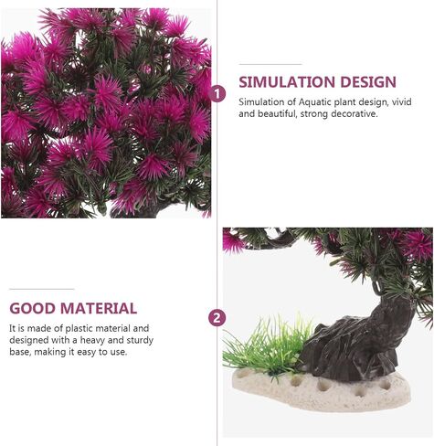 Ipetboom Plastic Artificial Plants Flower Decoration Aquarium Plants Aquarium Bonsai Tree Plant Fish Tank Decoration Pink Cherry Blossom Tree for Aquarium Decor in Saudi Arabia