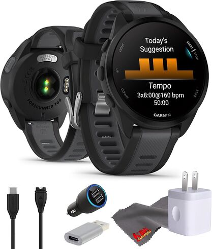 Garmin Forerunner 165 Music GPS Running Smartwatch, Fitness Tracker Smart Watch for Men and Women Bundle with Accessories - Black/Slate Gray in Saudi Arabia