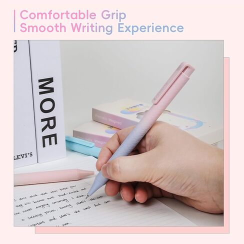 Gel Pens, 5Pcs 0.5mm Black Ink Pens Retractable Pen Fine Point Smooth Writing Quick-Dry Pens for Journaling and Note Taking, Aesthetic Gradient Color Pens Gift for Women and Kids in Kuwait