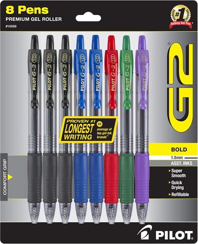 Pilot, G2 Premium Gel Roller Pens, Bold Point 1 mm, Pack of 8, Assorted Colors in Saudi Arabia