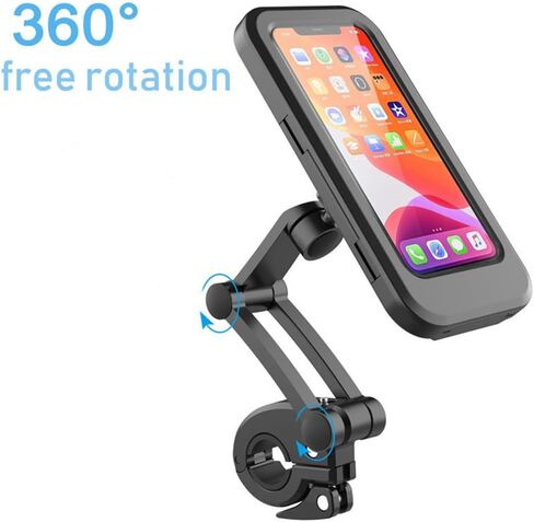 Waterproof Bike Phone Mount,Motorcycle Phone Holder,Motorcycle Handlebar Phone Clamp with 360° Rotation for Smartphone Under 7.0" in Kuwait