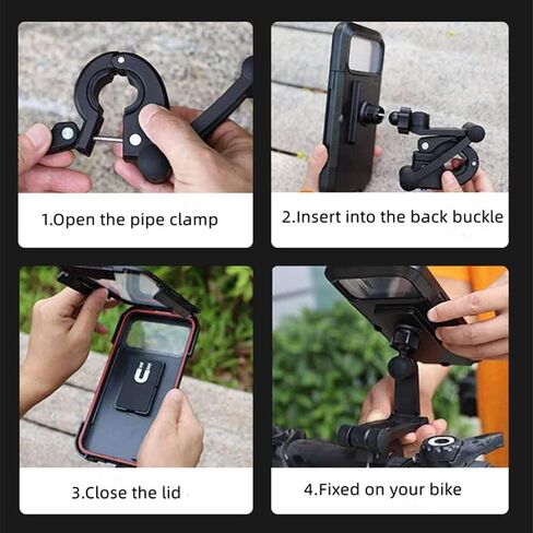 Waterproof Bike Phone Mount,Motorcycle Phone Holder,Motorcycle Handlebar Phone Clamp with 360° Rotation for Smartphone Under 7.0" in Kuwait
