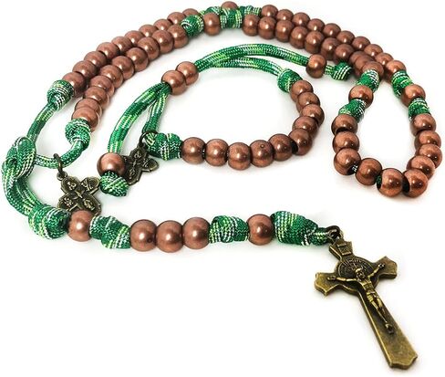 مجموعة أساور مسبحة ومسبحة باراكورد برونزية وأخضر من سانت جود - مسبحة كاثوليكية - هدايا كاثوليكية للرجال in Kuwait