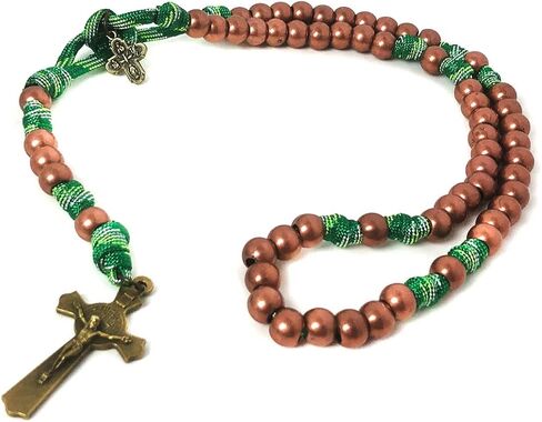 مجموعة أساور مسبحة ومسبحة باراكورد برونزية وأخضر من سانت جود - مسبحة كاثوليكية - هدايا كاثوليكية للرجال in Kuwait