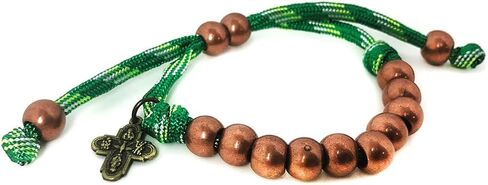 مجموعة أساور مسبحة ومسبحة باراكورد برونزية وأخضر من سانت جود - مسبحة كاثوليكية - هدايا كاثوليكية للرجال in Kuwait