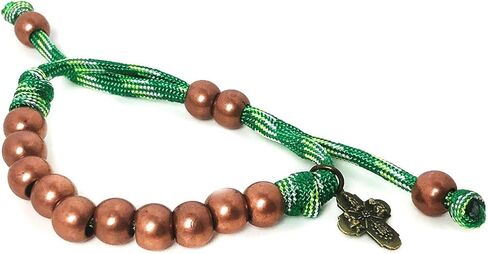 مجموعة أساور مسبحة ومسبحة باراكورد برونزية وأخضر من سانت جود - مسبحة كاثوليكية - هدايا كاثوليكية للرجال in Kuwait