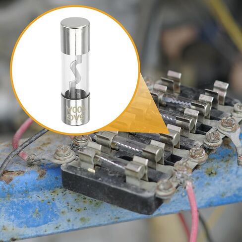 10 Pcs 10x38mm 0.39x1.50 Inch 20A Universal AGU Glass Fuse - Car Fuse Tube Power Safety Protect Glass Tube - Metal Silver Tone in Saudi Arabia