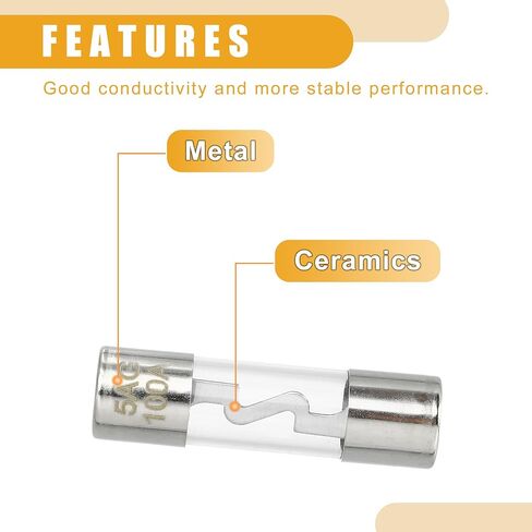 10 Pcs 10x38mm 0.39x1.50 Inch 20A Universal AGU Glass Fuse - Car Fuse Tube Power Safety Protect Glass Tube - Metal Silver Tone in Saudi Arabia