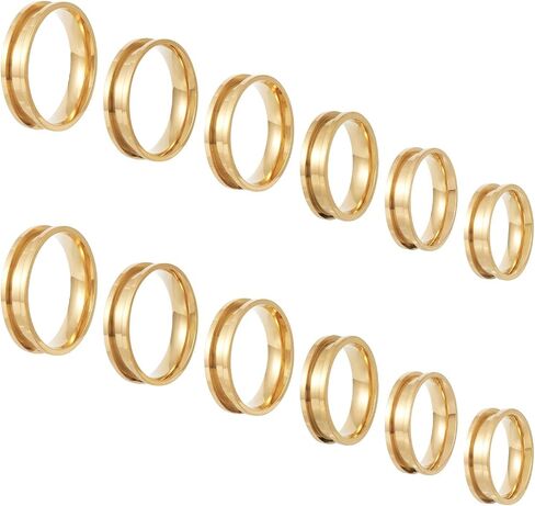 12Pcs 4mm Thin 201 Stainless Steel Grooved Ring 6 Sizes Black Polished Ring Core Blank for Inlay Ring Jewelry Making Comfort Grooved Finger Ring Inner Diameter 17~22mm in Saudi Arabia