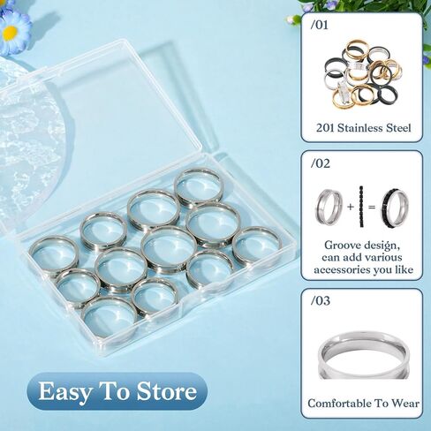 12Pcs 4mm Thin 201 Stainless Steel Grooved Ring 6 Sizes Black Polished Ring Core Blank for Inlay Ring Jewelry Making Comfort Grooved Finger Ring Inner Diameter 17~22mm in Saudi Arabia