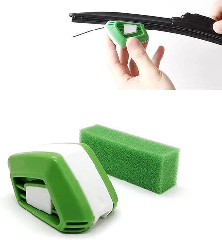 1 PC Car Wiper Restorer, 2.55" x 1.73" x 1.45" ABS Clean Wiper DIY Blade Cutter Restorer with Sponge, Portable Auxiliary Cleaning Accessories, Compatible with Most Car Models (Green & White) in Saudi Arabia
