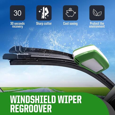 1 PC Car Wiper Restorer, 2.55" x 1.73" x 1.45" ABS Clean Wiper DIY Blade Cutter Restorer with Sponge, Portable Auxiliary Cleaning Accessories, Compatible with Most Car Models (Green & White) in Saudi Arabia