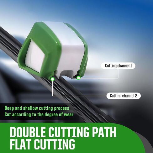 1 PC Car Wiper Restorer, 2.55" x 1.73" x 1.45" ABS Clean Wiper DIY Blade Cutter Restorer with Sponge, Portable Auxiliary Cleaning Accessories, Compatible with Most Car Models (Green & White) in Saudi Arabia