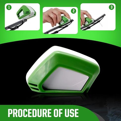 1 PC Car Wiper Restorer, 2.55" x 1.73" x 1.45" ABS Clean Wiper DIY Blade Cutter Restorer with Sponge, Portable Auxiliary Cleaning Accessories, Compatible with Most Car Models (Green & White) in Saudi Arabia
