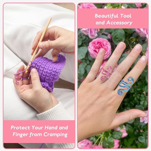 XANGNIER Adjustable Crochet Ring for Finger,Crochet Yarn Tension Rings for Crocheting, Metal Open Yarn Guide Crocheting Loop Ring,Crochet Gifts and Knitting Supplies Accessories Tool,4 PCS in Saudi Arabia