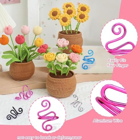 XANGNIER Adjustable Crochet Ring for Finger,Crochet Yarn Tension Rings for Crocheting, Metal Open Yarn Guide Crocheting Loop Ring,Crochet Gifts and Knitting Supplies Accessories Tool,4 PCS in Saudi Arabia