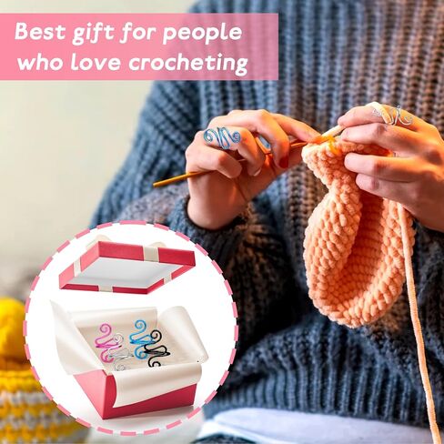 XANGNIER Adjustable Crochet Ring for Finger,Crochet Yarn Tension Rings for Crocheting, Metal Open Yarn Guide Crocheting Loop Ring,Crochet Gifts and Knitting Supplies Accessories Tool,4 PCS in Saudi Arabia