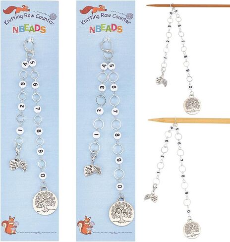 NBEADS 2 Pcs Tree of Life Knitting Row Counter Chains, Number Beads Row Counter Chains Row Counting Accessories for Knitting Crochet Tracking Project Progress in Saudi Arabia
