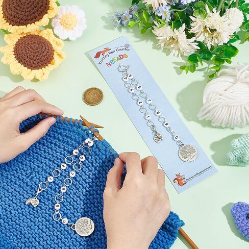 NBEADS 2 Pcs Tree of Life Knitting Row Counter Chains, Number Beads Row Counter Chains Row Counting Accessories for Knitting Crochet Tracking Project Progress in Saudi Arabia