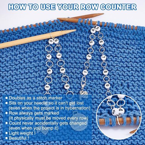 NBEADS 2 Pcs Tree of Life Knitting Row Counter Chains, Number Beads Row Counter Chains Row Counting Accessories for Knitting Crochet Tracking Project Progress in Saudi Arabia