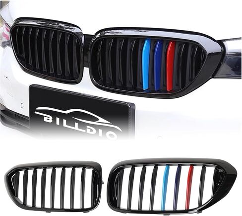 شبكة F10 - شبكة أمامية مزدوجة شرائح سوداء لامعة متوافقة مع 2010-2017 BMW 5 Series F10 F11 F18 سيدان 520i 528i 535d 535i 550i 520i - ABS شبكة الكلى السوداء اللامعة in Saudi Arabia