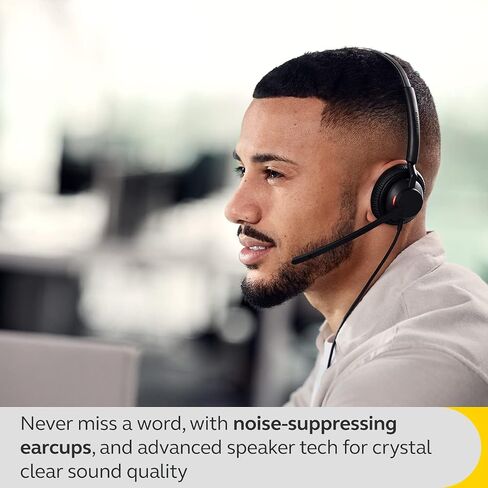 Jabra Engage 40 Wired Stereo Headset with Inline Call Control - Noise-Cancelling 2-Mic Technology, and USB-A Cable - Works With All Leading Unified Communications Platforms Such As Zoom, Unify - Black in Saudi Arabia