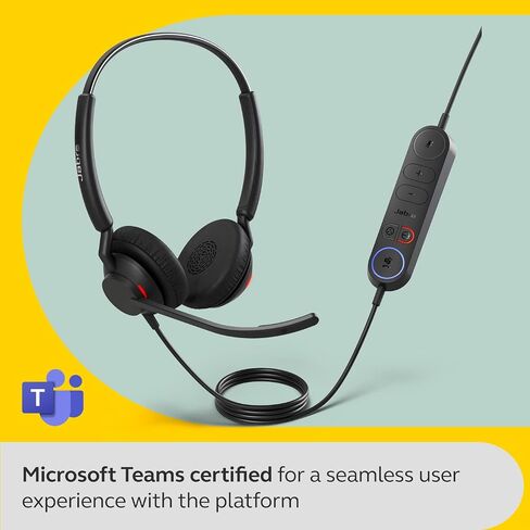 Jabra Engage 40 Wired Stereo Headset with Inline Call Control - Noise-Cancelling 2-Mic Technology, and USB-A Cable - Works With All Leading Unified Communications Platforms Such As Zoom, Unify - Black in Saudi Arabia