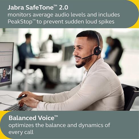 Jabra Engage 40 Wired Stereo Headset with Inline Call Control - Noise-Cancelling 2-Mic Technology, and USB-A Cable - Works With All Leading Unified Communications Platforms Such As Zoom, Unify - Black in Saudi Arabia