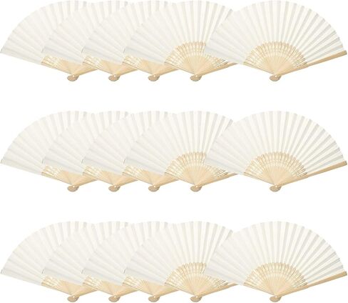 Woohome 15 PCS Hand Fan Foldable Paper Fan for Dancing, Part, Picnic, Wedding Party Gift, Guest Favour Wedding Decoration (White) in Saudi Arabia