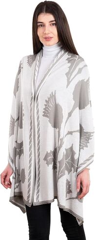 SAOL 100% Egyptian Cotton Scottish Thistle Shawl Ruana for Ladies, One Size Shawl, Made in Ireland in Kuwait