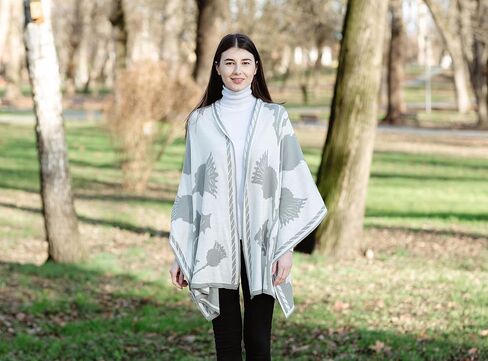 SAOL 100% Egyptian Cotton Scottish Thistle Shawl Ruana for Ladies, One Size Shawl, Made in Ireland in Kuwait
