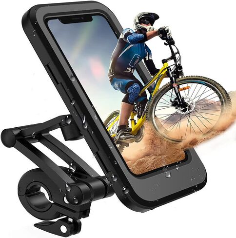 Phone Holder for Bike Waterproof,Motorcycle Handlebar Mount,Mountain Bicycle Cellphone Clamp，Scooter Phone Clip Freely Adjustable Height and 360°Rotation,Suitable for Any Smartphone GPS Navigation in Kuwait