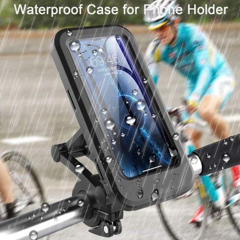 Phone Holder for Bike Waterproof,Motorcycle Handlebar Mount,Mountain Bicycle Cellphone Clamp，Scooter Phone Clip Freely Adjustable Height and 360°Rotation,Suitable for Any Smartphone GPS Navigation in Kuwait