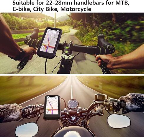 Phone Holder for Bike Waterproof,Motorcycle Handlebar Mount,Mountain Bicycle Cellphone Clamp，Scooter Phone Clip Freely Adjustable Height and 360°Rotation,Suitable for Any Smartphone GPS Navigation in Kuwait